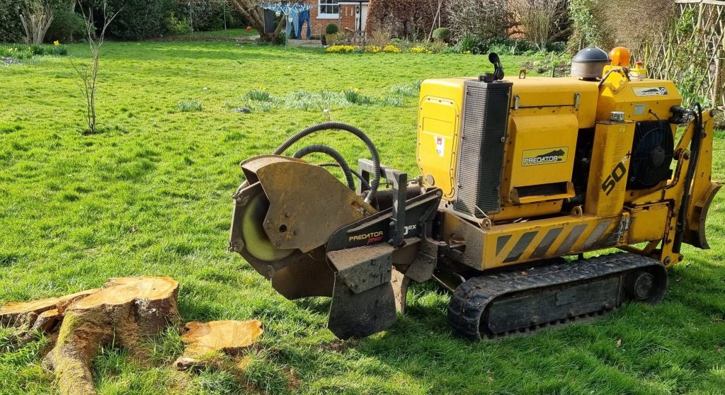 Stump grinding in Tonbridge. Professional machinery ready to grind stumps